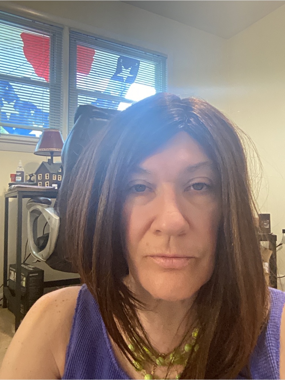 Everyday Straight Brown Synthetic Wig with Center Part